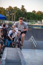 BMX riders makes tricks during Festival ofÃÂ rider cultures `Complit` 2020, Ukraine, Kharkov, Urban Park, 27.06.2020